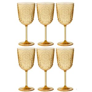 BOX OF 6 WINE GLASS PLASTIC YELLOW