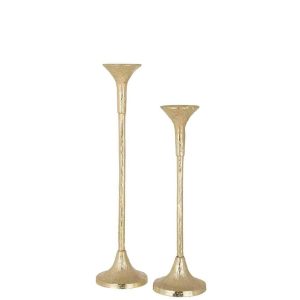 SET OF TWO CANDLESTICK MARIE ALUMINIUM MAT GOLD
