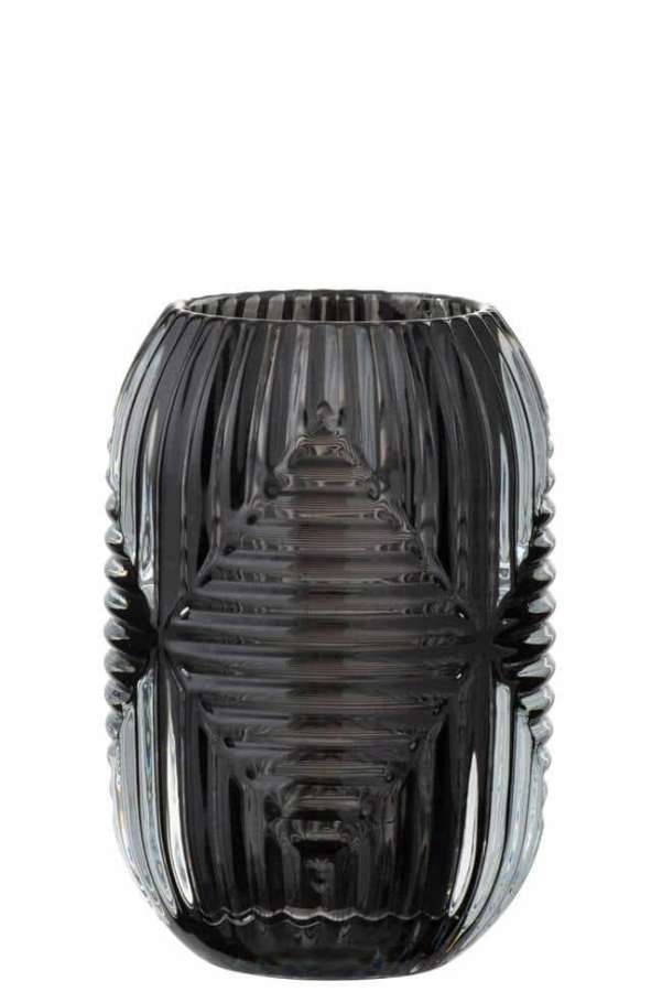 TEALIGHT HOLDER HIGH LINES GLASS GREY