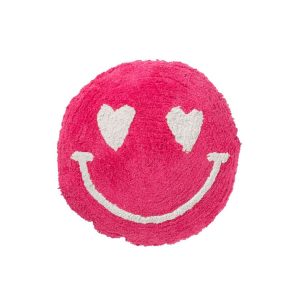 CUSHION SMILEY TUFTED COTTON PINK/WHITE