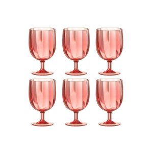 BOX OF 6 PIECES WINE GLASS PLASTIC RED