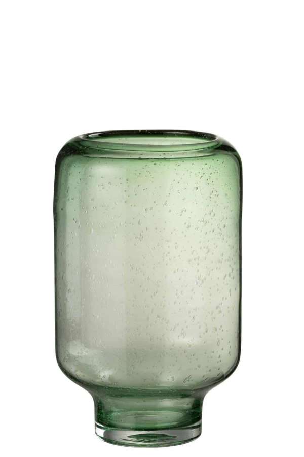 VASE NORA ON FOOT ROUND GLASS LIGHT GREEN LARGE