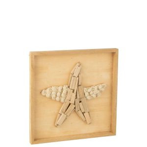 WALL DECORATION STAR FISH WOOD NATURAL