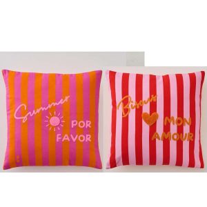 CUSHION SUMMER/BISOUS STRIPED COTTON MULTI ASSORTMENT OF 2