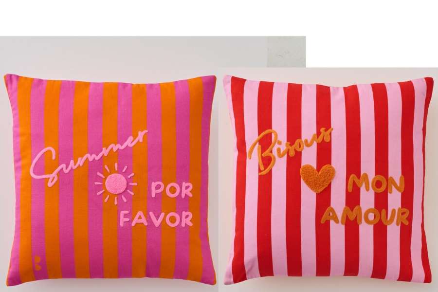 CUSHION SUMMER/BISOUS STRIPED COTTON MULTI ASSORTMENT OF 2