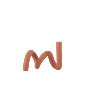 CANDLE HOLDER TWIST 1CANDLE CERAMIC ORANGE
