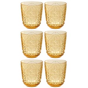 BOX OF 6 DRINK GLASS PLASTIC YELLOW
