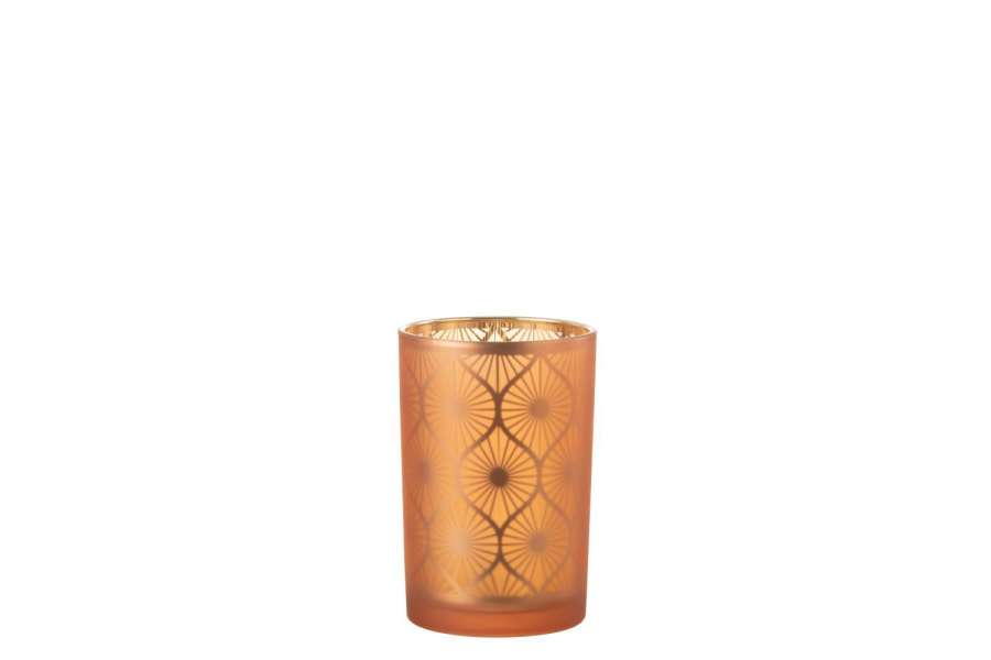 HURRICANE RHOMB FLOWERS GLASS ORANGE LARGE