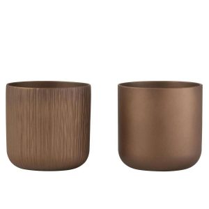 FLOWERPOT GEN CERAMIC GOLD/COPPER XXL ASSORTMENT OF 2
