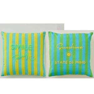 CUSHION SUNSHINE/SMILE STRIPED COTTON MULTI ASSORTMENT OF 2