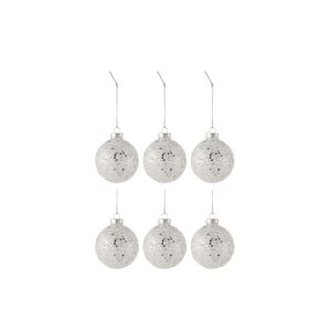BOX OF 6 CHRISTMAS BAUBLES STARS GLASS SILVER SMALL