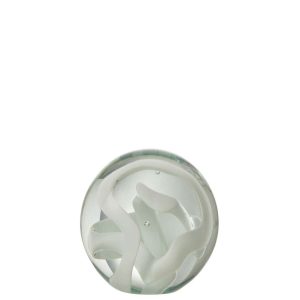 PAPERWEIGHT GARLAND GLASS WHITE MEDIUM