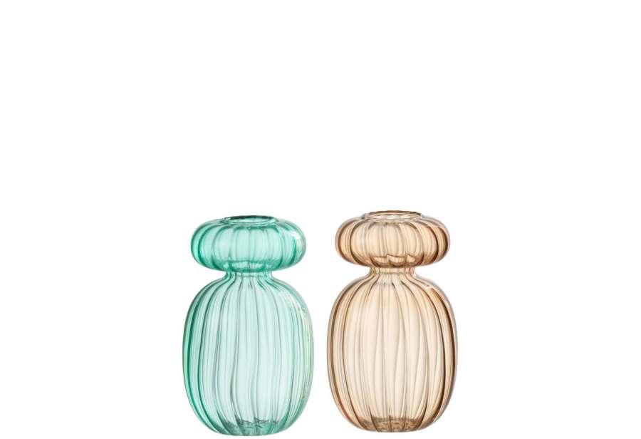 VASE MICHEL GLASS AQUA/BEIGE ASSORTIMENT OF 2