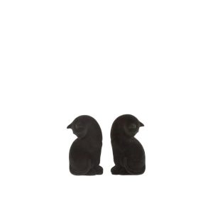 SET 2 BOOKEND CAT POLY VELVET BLACK