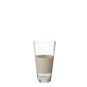 VASE DELPH GLASS TRANSPARENT/BEIGE SMALL