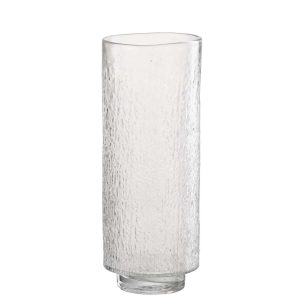 VASE CYLINDER RELIEF GLASS TRANSPARENT LARGE