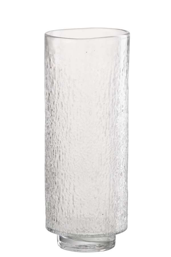 VASE CYLINDER RELIEF GLASS TRANSPARENT LARGE