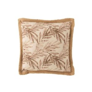 CUSHION LEAF POLYESTER BEIGE/PURPLE
