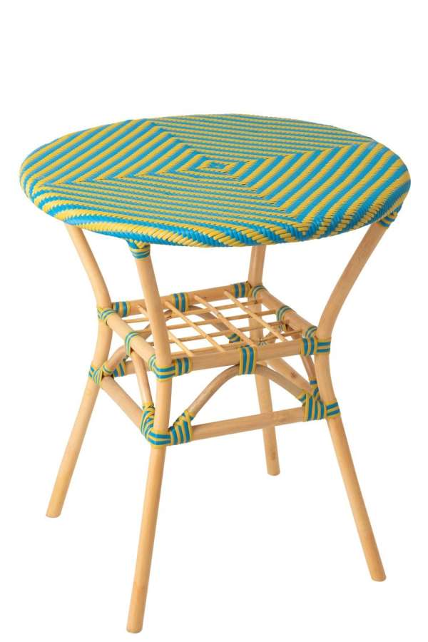 DINING TABLE GEO RATTAN YELLOW/AZURE BLUE