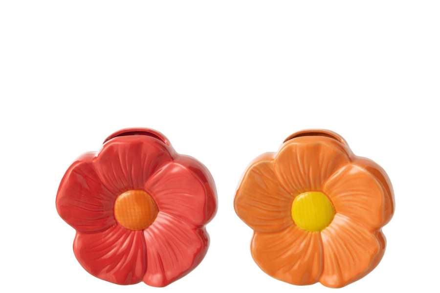VASE FLOWER PORCELAIN RED/ORANGE SMALL ASSORTMENT OF 2