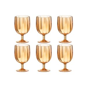 BOX OF 6 PIECES WINE GLASS PLASTIC ORANGE