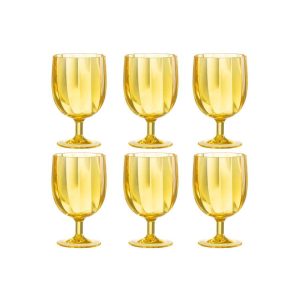 BOX OF 6 PIECES WINE GLASS PLASTIC YELLOW