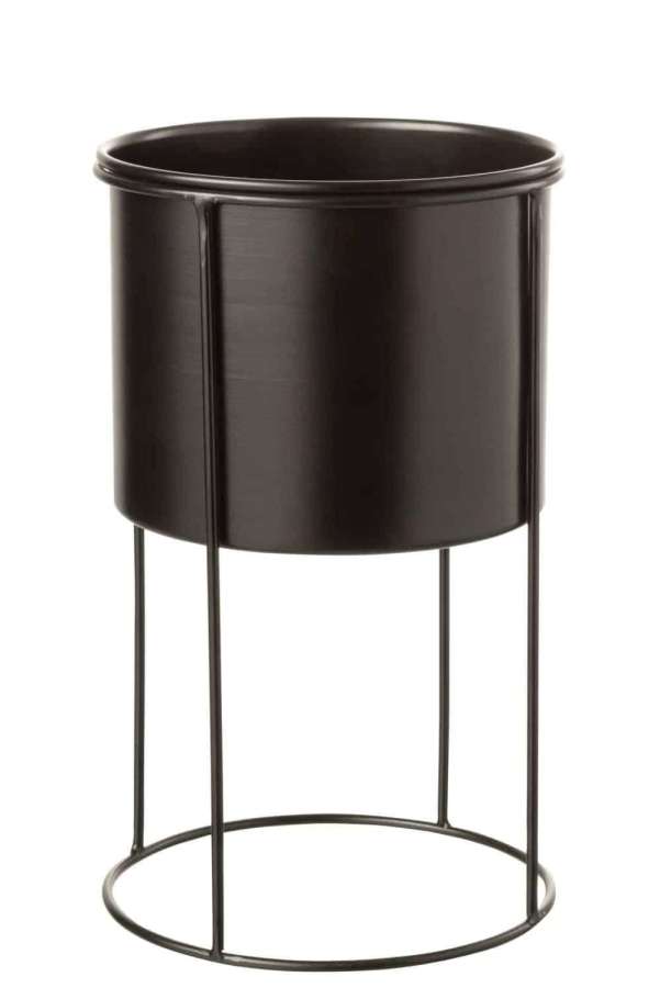 FLOWERPOT ON FOOT METAL BLACK LARGE