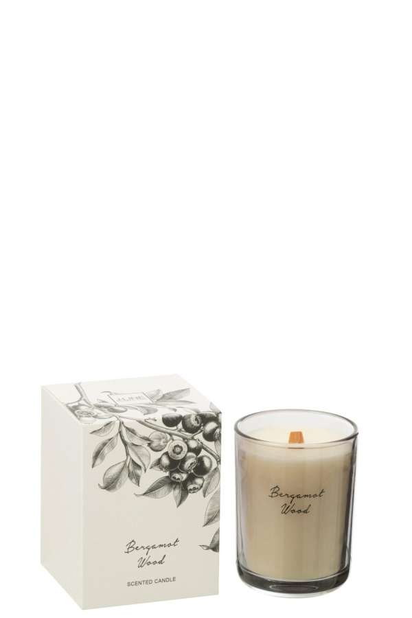 SCENTED CANDLE BERGAMOT WOOD COCONUT WAX LARGE-50 HOURS