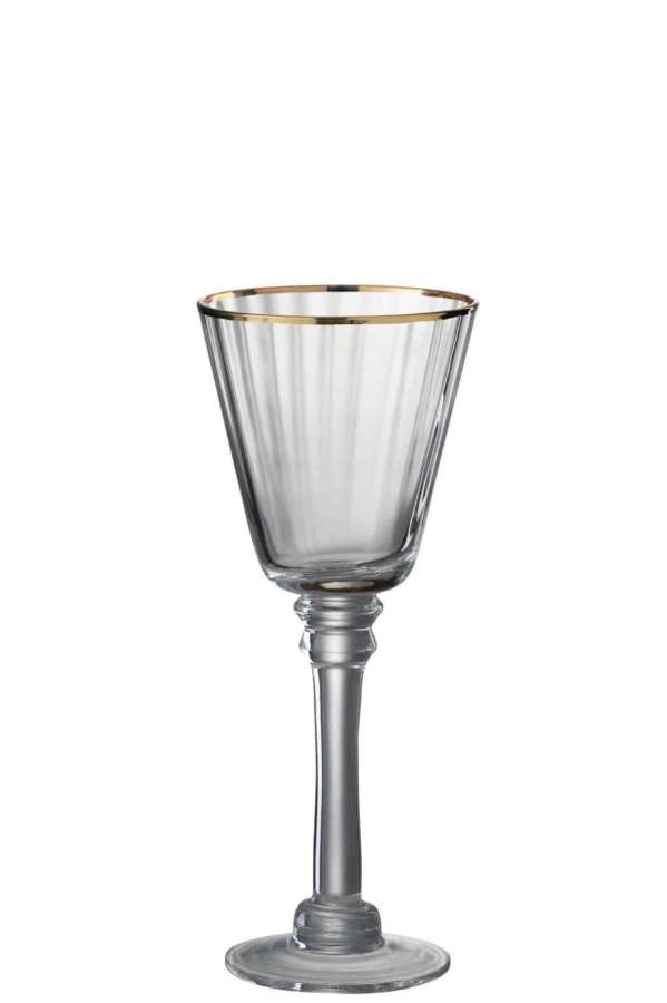 DRINKING GLASS WHI WINE RIM GLASS TRANSPARENT/GOLD