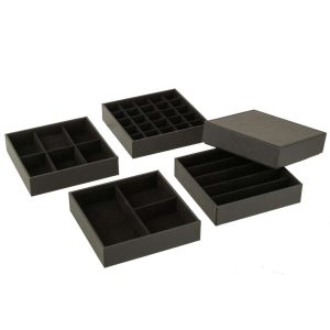 JEWELRY BOX 4 PARTS FAKE LEATHER BLACK