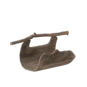 DECORATION HALF TRUNK WITH HANDLE WOOD NATURAL