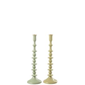 CANDLESTICK ALUMINIUM GREEN ASSORTMENT OF 2