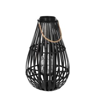 LANTERN DROPLET FORM BAMBOO BLACK MEDIUM