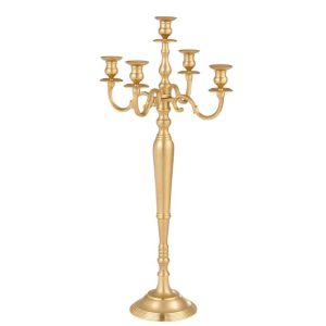 CANDLESTICK 5 ARMS ALUMINIUM MAT GOLD LARGE