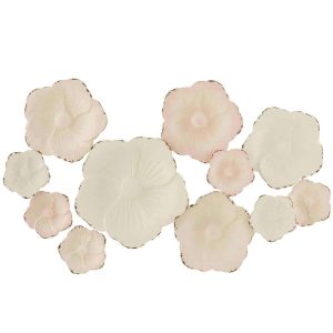 WALL DECO FLOWERS METAL PINK/WHITE
