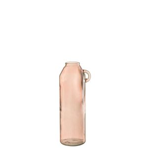 VASE HANDLE CYLINDER GLASS LIGHT PINK LARGE