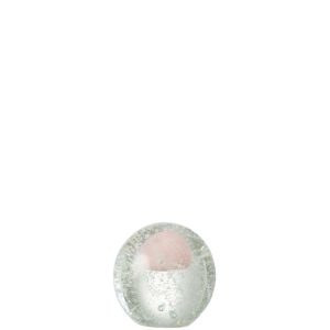 PAPERWEIGHT BUBBLES GLASS PINK MEDIUM