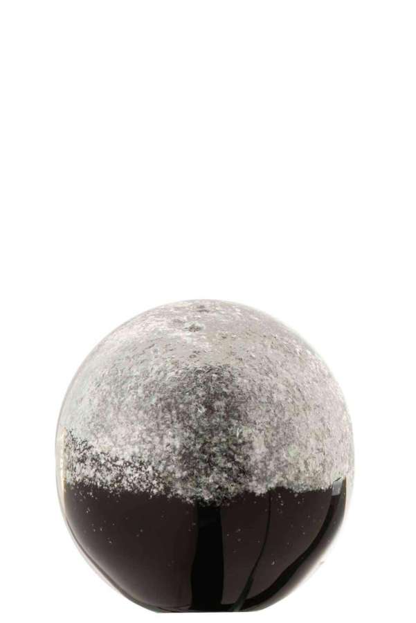 PAPERWEIGHT LAYERS GLASS BLACK/SILVER LARGE