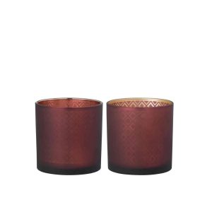 HURRICANE LIGHT ORIENTAL GLASS RED/GOLD MEDIUM ASSORTMENT OF 2