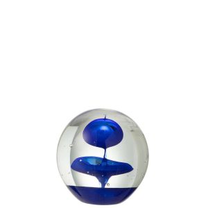 PAPERWEIGHT BUBBLE GLASS BLUE LARGE