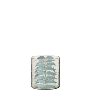 VASE BLUE LEAF GLASS SMALL