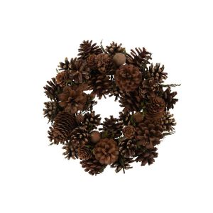 WREATH PINE CONE DRY FLOWER DARK BROWN