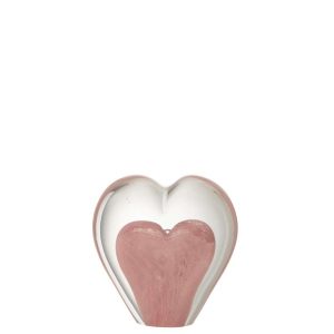 PAPERWEIGHT HEART GLASS PINK SMALL