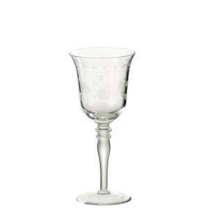 WINE GLASS RODE WINE ENGRAVED GLASS TRANSPARENT