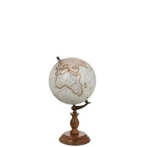 GLOBE ON FOOT WOOD WHITE/NATURAL MEDIUM
