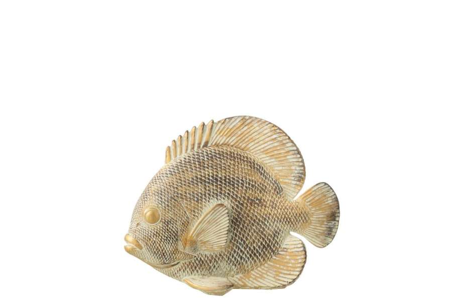 FISH FLAT POLYRESIN BROWN/GOLD SMALL