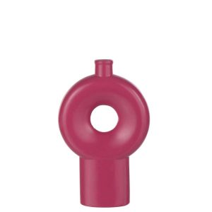 VASE ABSTRACT PORCELAIN SHINY FUCHSIA LARGE
