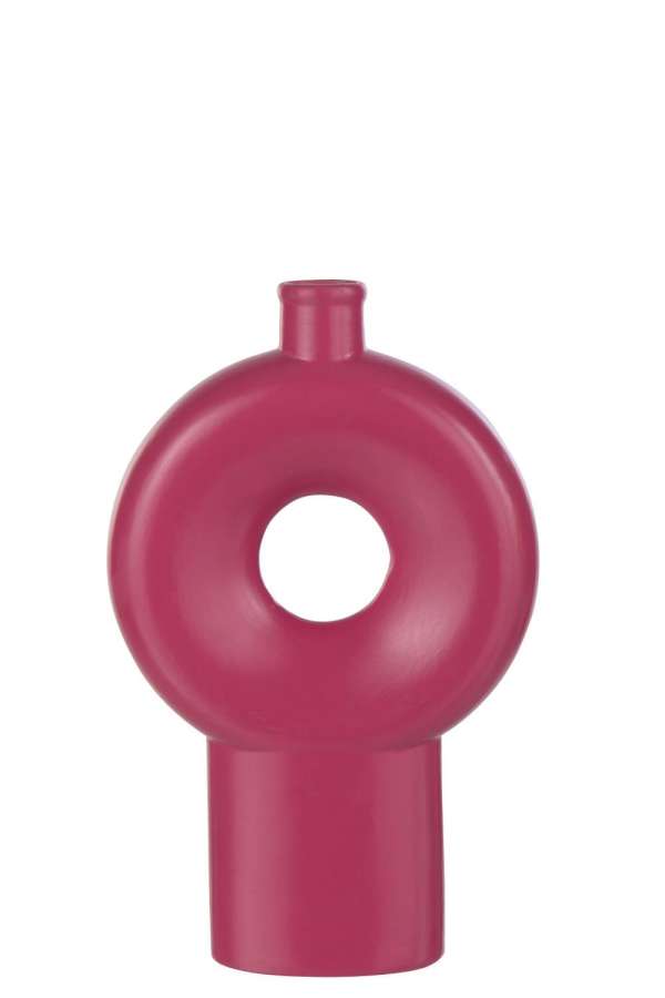 VASE ABSTRACT PORCELAIN SHINY FUCHSIA LARGE