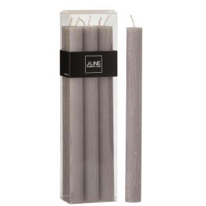 BOX 6 TABLE CANDLE  DARK GREY9H