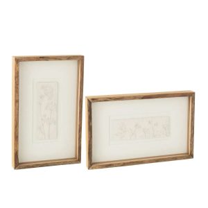WALL DECORATION PURE MDF/FIRON WOOD BROWN/WHITE ASSORTMENT OF 2